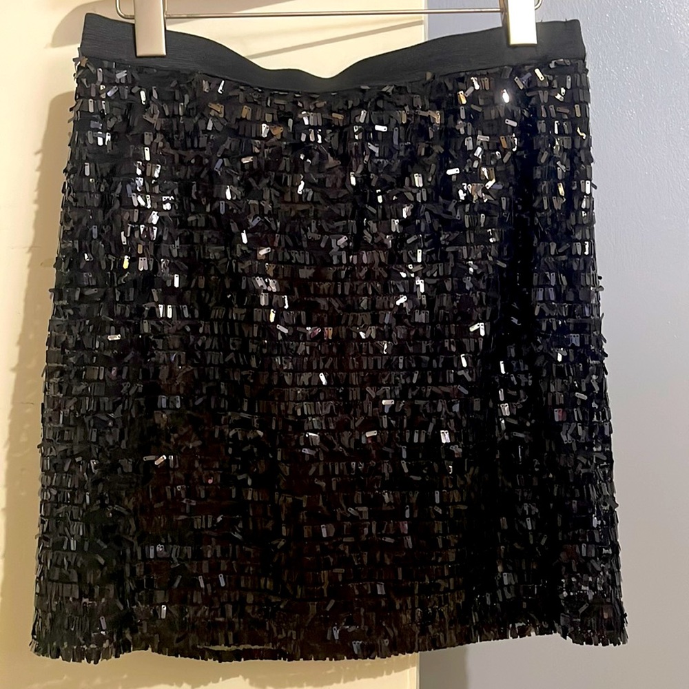 Sequin black mini skirt